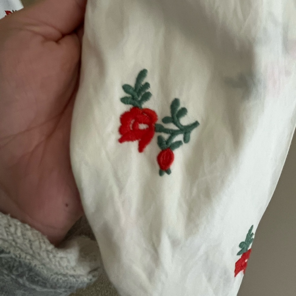 Anthropologie White Embroidered Blouse w/ Waist Tie - Picture 6 of 6